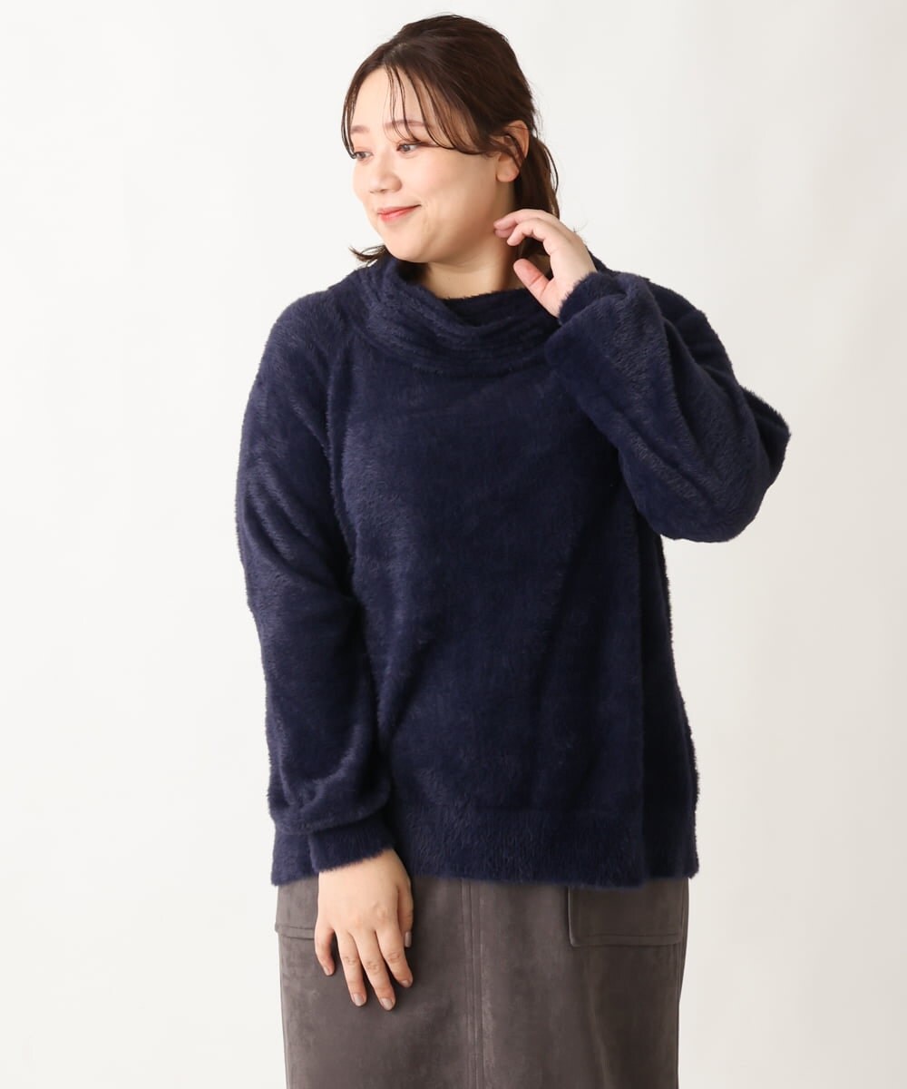OLFAV23089 eur3(エウルキューブ) 【大きいサイズ/11号サイズあり】シャギーオフふわふわタートルニット ネイビー(57)
