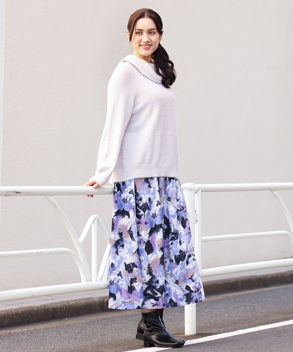 OLFAV23089 eur3(エウルキューブ) 【大きいサイズ/11号サイズあり】シャギーオフふわふわタートルニット ライトグレー(91)