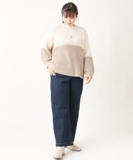 OLFAV25099 eur3(エウルキューブ) 【大きいサイズ】スパンコールコンビニット ベージュ(82)
