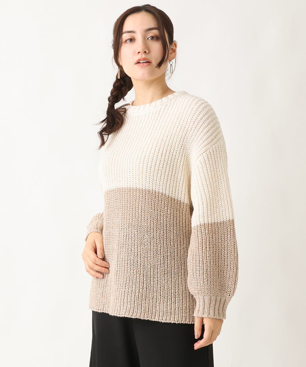 OLFAV25099 eur3(エウルキューブ) 【大きいサイズ】スパンコールコンビニット ベージュ(82)
