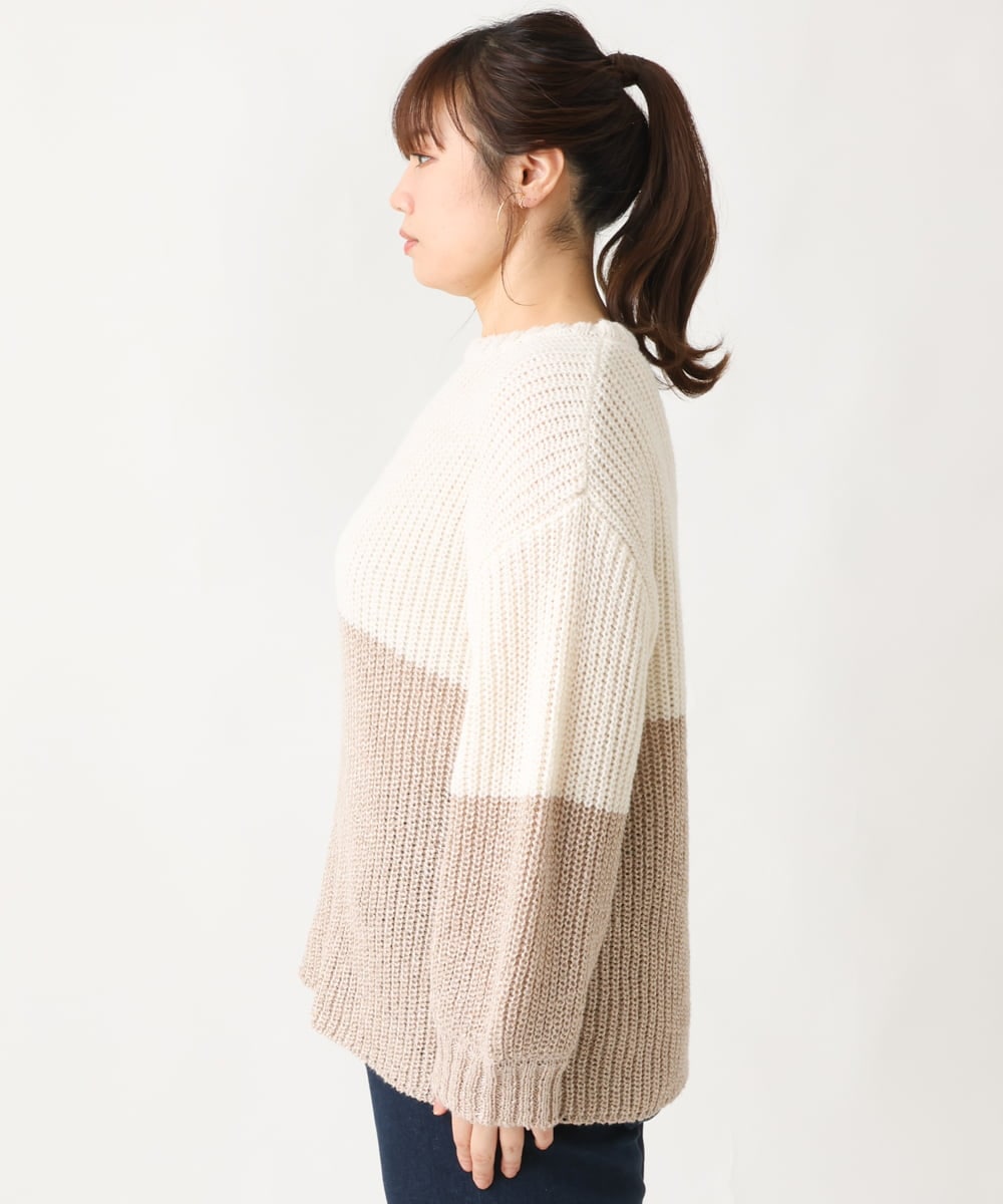 OLFAV25099 eur3(エウルキューブ) 【大きいサイズ】スパンコールコンビニット ベージュ(82)
