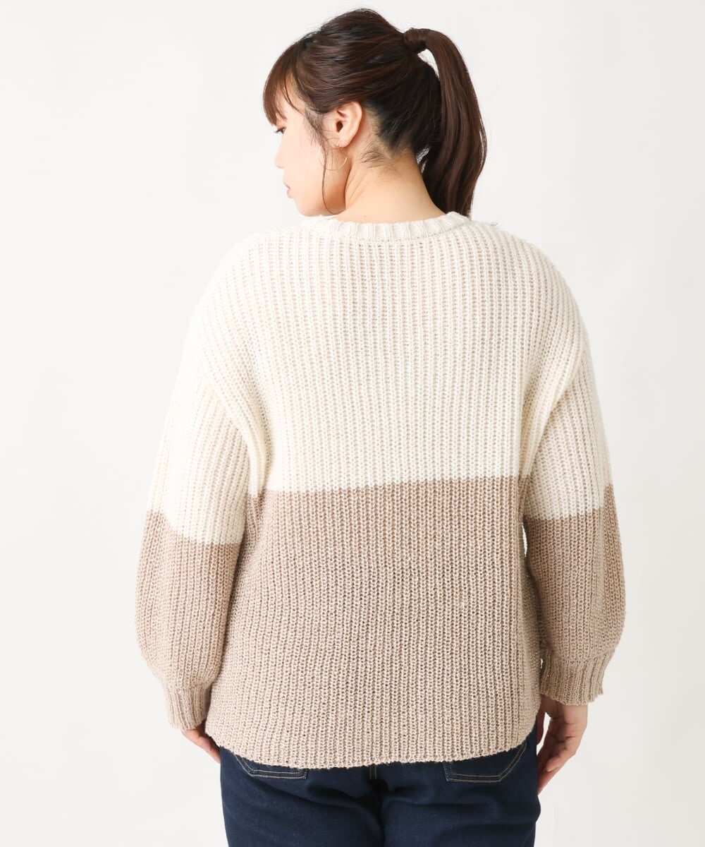 OLFAV25099 eur3(エウルキューブ) 【大きいサイズ】スパンコールコンビニット ベージュ(82)