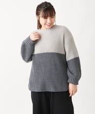 OLFAV25099 eur3(エウルキューブ) 【大きいサイズ】スパンコールコンビニット ライトグレー(91)