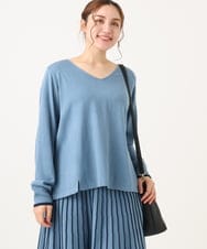 OLFBA06089 eur3(エウルキューブ) 【大きいサイズ/セットアップ対応】バルキーアクリルVネックニット ブルー(55)