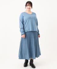 OLFBA06089 eur3(エウルキューブ) 【大きいサイズ/セットアップ対応】バルキーアクリルVネックニット ブルー(55)