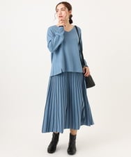 OLFBA06089 eur3(エウルキューブ) 【大きいサイズ/セットアップ対応】バルキーアクリルVネックニット ブルー(55)