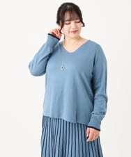OLFBA06089 eur3(エウルキューブ) 【大きいサイズ/セットアップ対応】バルキーアクリルVネックニット ブルー(55)