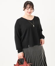 OLFBA06089 eur3(エウルキューブ) 【大きいサイズ/セットアップ対応】バルキーアクリルVネックニット ブラック(94)