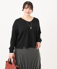 OLFBA06089 eur3(エウルキューブ) 【大きいサイズ/セットアップ対応】バルキーアクリルVネックニット ブラック(94)