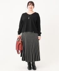 OLFBA06089 eur3(エウルキューブ) 【大きいサイズ/セットアップ対応】バルキーアクリルVネックニット ブラック(94)