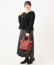 OLFBA06089 eur3(エウルキューブ) 【大きいサイズ/セットアップ対応】バルキーアクリルVネックニット ブラック(94)