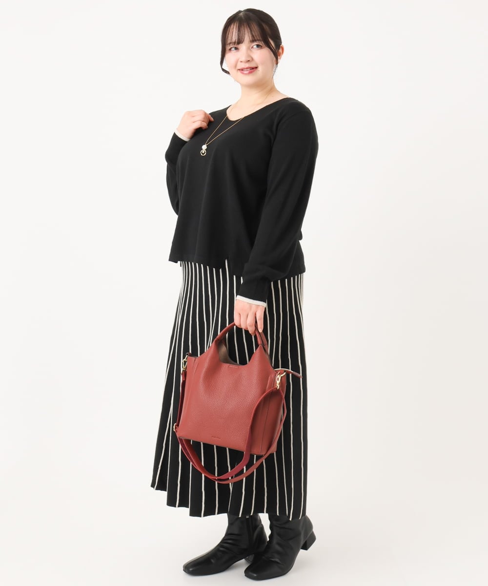 OLFBA06089 eur3(エウルキューブ) 【大きいサイズ/セットアップ対応】バルキーアクリルVネックニット ブラック(94)