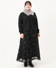 OLFBA06089 eur3(エウルキューブ) 【大きいサイズ/セットアップ対応】バルキーアクリルVネックニット ブラック(94)