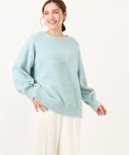 OLFBA10119 eur3(エウルキューブ) 【大きいサイズ】スパンコールシャギーニット ライトブルー(50)