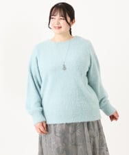 OLFBA10119 eur3(エウルキューブ) 【大きいサイズ】スパンコールシャギーニット ライトブルー(50)
