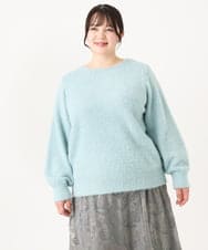 OLFBA10119 eur3(エウルキューブ) 【大きいサイズ】スパンコールシャギーニット ライトブルー(50)