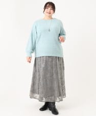 OLFBA10119 eur3(エウルキューブ) 【大きいサイズ】スパンコールシャギーニット ライトブルー(50)