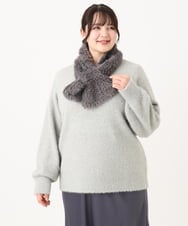 OLFBA10119 eur3(エウルキューブ) 【大きいサイズ】スパンコールシャギーニット ライトグレー(91)