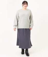 OLFBA10119 eur3(エウルキューブ) 【大きいサイズ】スパンコールシャギーニット ライトグレー(91)