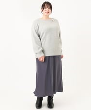 OLFBA10119 eur3(エウルキューブ) 【大きいサイズ】スパンコールシャギーニット ライトグレー(91)