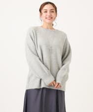 OLFBA10119 eur3(エウルキューブ) 【大きいサイズ】スパンコールシャギーニット ライトグレー(91)