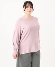 OLFBA18079 eur3(エウルキューブ) 【大きいサイズ】ボートネックラメニット ライトピンク(01)