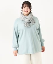 OLFBA18079 eur3(エウルキューブ) 【大きいサイズ】ボートネックラメニット ライトグリーン(30)