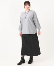 OLFBA18079 eur3(エウルキューブ) 【大きいサイズ】ボートネックラメニット グレー(92)