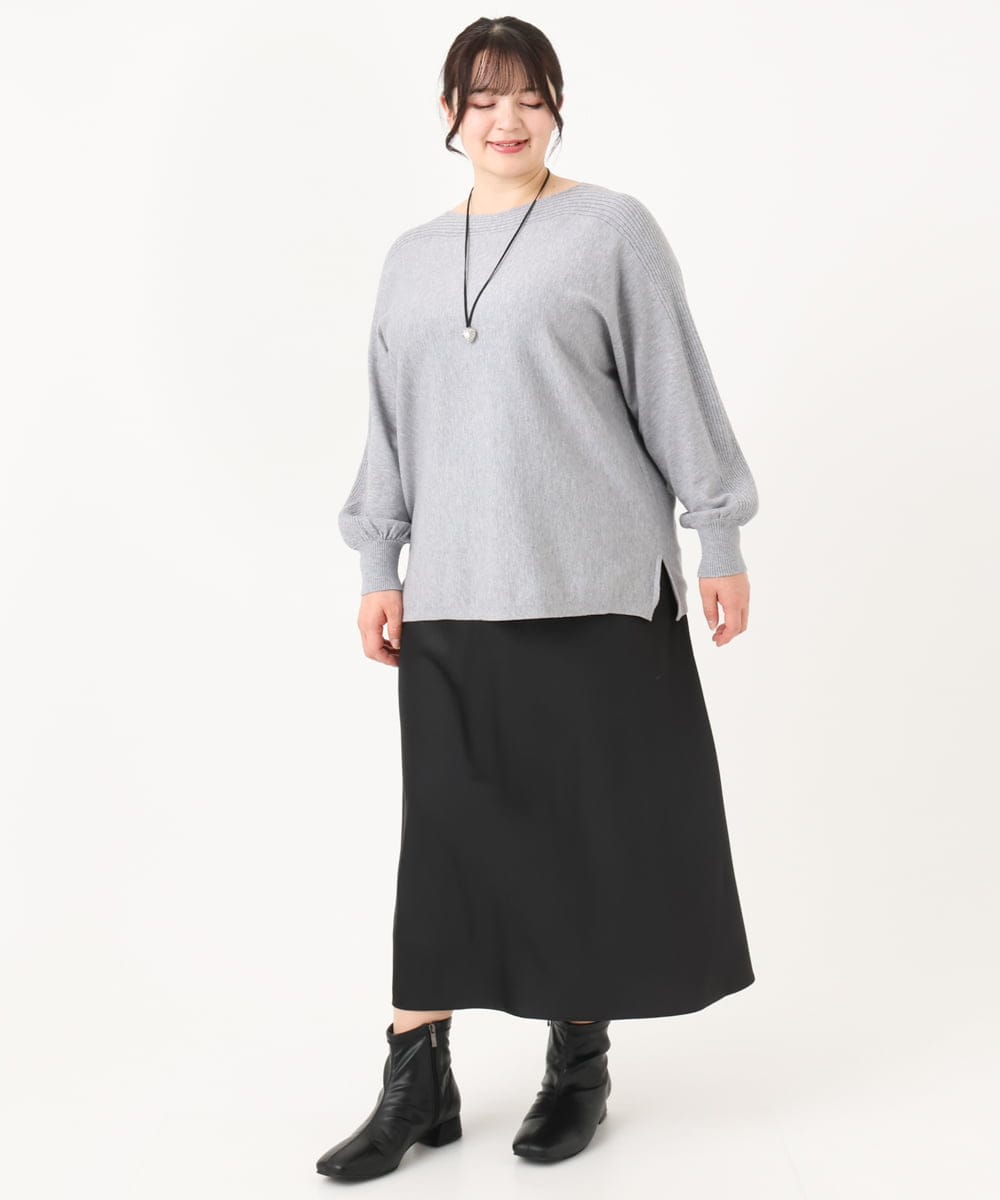 OLFBA18079 eur3(エウルキューブ) 【大きいサイズ】ボートネックラメニット グレー(92)