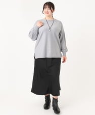 OLFBA18079 eur3(エウルキューブ) 【大きいサイズ】ボートネックラメニット グレー(92)