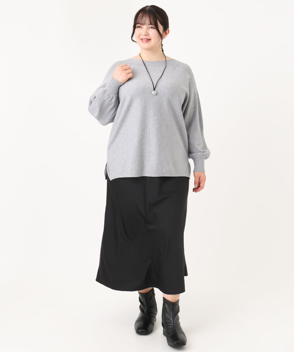 OLFBA18079 eur3(エウルキューブ) 【大きいサイズ】ボートネックラメニット グレー(92)