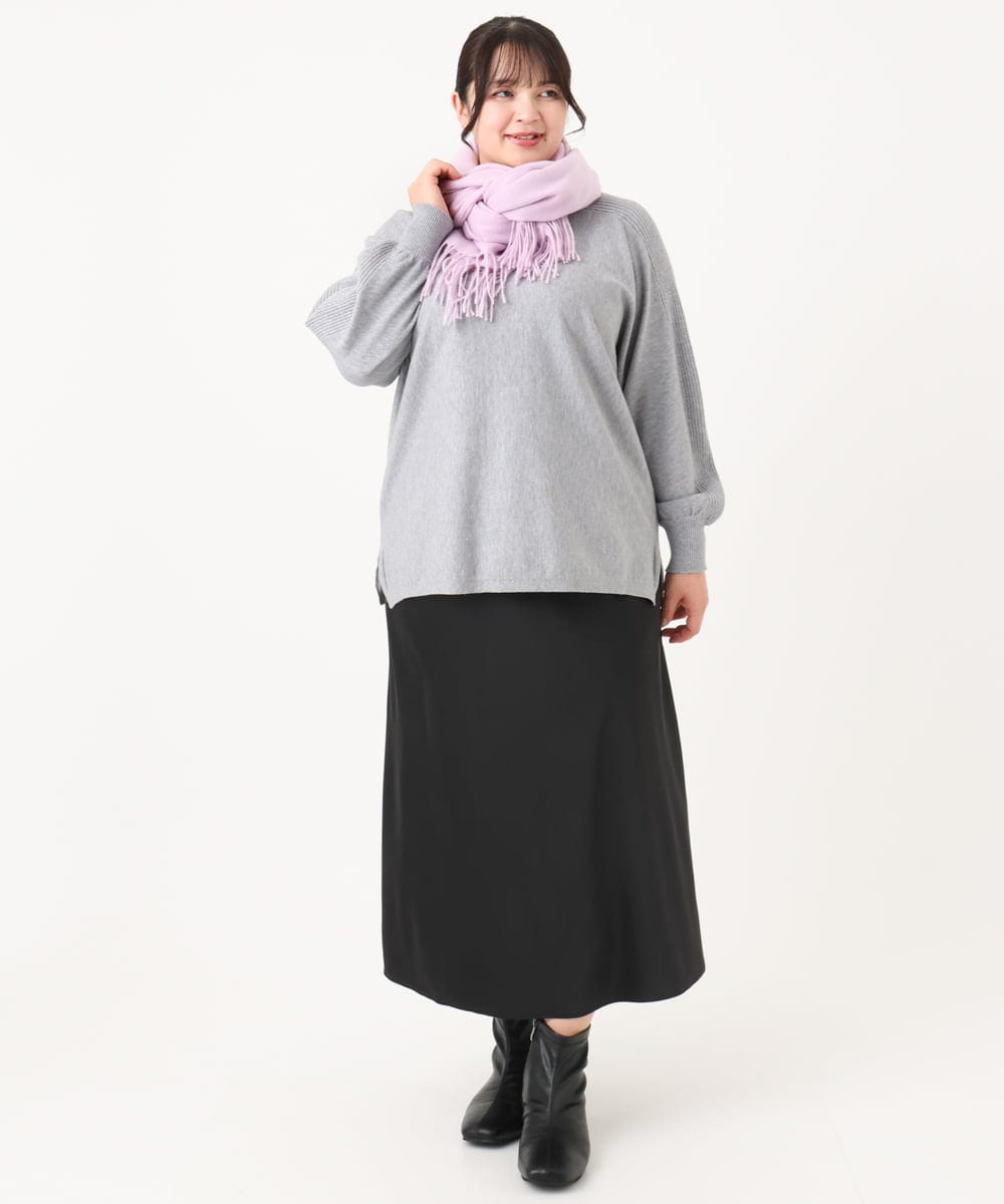 OLFBA18079 eur3(エウルキューブ) 【大きいサイズ】ボートネックラメニット グレー(92)