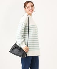 OLFBA20089 eur3(エウルキューブ) 【大きいサイズ】パネルボーダーサイドスリットニット ライトグリーン(30)
