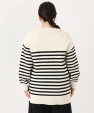 OLFBA20089 eur3(エウルキューブ) 【大きいサイズ】パネルボーダーサイドスリットニット ブラック(94)