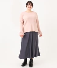 OLFBA21089 eur3(エウルキューブ) 【大きいサイズ】フレアスリーブリブニット ライトピンク(01)