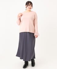 OLFBA21089 eur3(エウルキューブ) 【大きいサイズ】フレアスリーブリブニット ライトピンク(01)
