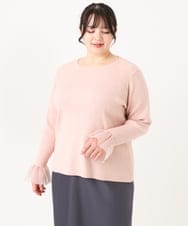 OLFBA21089 eur3(エウルキューブ) 【大きいサイズ】フレアスリーブリブニット ライトピンク(01)