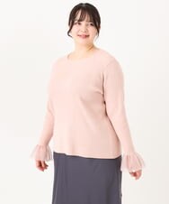 OLFBA21089 eur3(エウルキューブ) 【大きいサイズ】フレアスリーブリブニット ライトピンク(01)