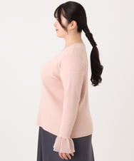 OLFBA21089 eur3(エウルキューブ) 【大きいサイズ】フレアスリーブリブニット ライトピンク(01)