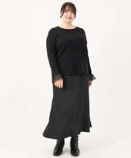 OLFBA21089 eur3(エウルキューブ) 【大きいサイズ】フレアスリーブリブニット ブラック(94)