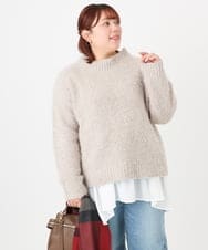 OLFBD02099 eur3(エウルキューブ) 【WEB先行販売】【大きいサイズ】バスケットモールニット グレージュ(89)