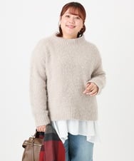 OLFBD02099 eur3(エウルキューブ) 【WEB先行販売】【大きいサイズ】バスケットモールニット グレージュ(89)