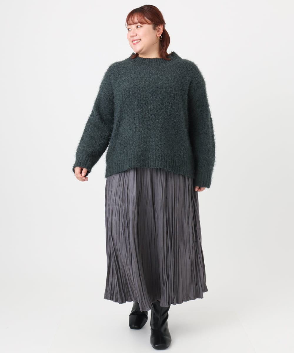 OLFBD02099 eur3(エウルキューブ) 【WEB先行販売】【大きいサイズ】バスケットモールニット ダークグレー(93)