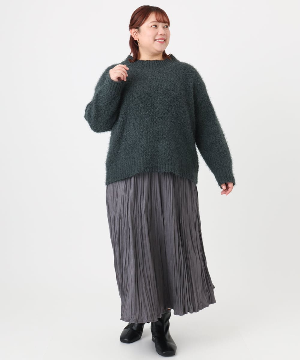 OLFBD02099 eur3(エウルキューブ) 【WEB先行販売】【大きいサイズ】バスケットモールニット ダークグレー(93)