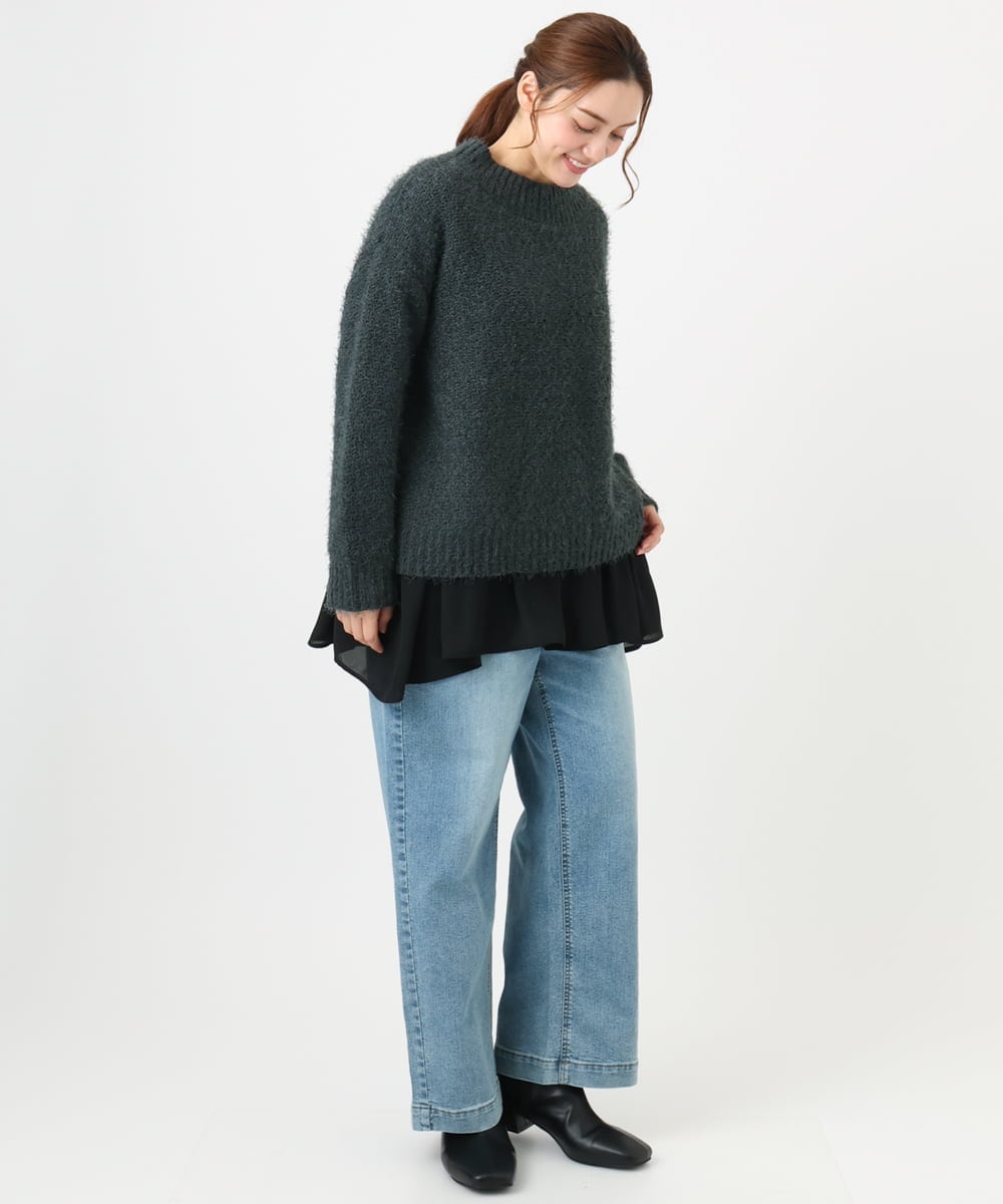 OLFBD02099 eur3(エウルキューブ) 【WEB先行販売】【大きいサイズ】バスケットモールニット ダークグレー(93)