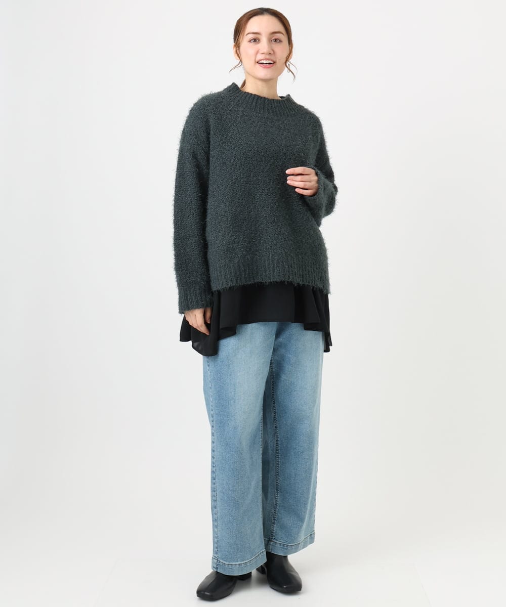 OLFBD02099 eur3(エウルキューブ) 【WEB先行販売】【大きいサイズ】バスケットモールニット ダークグレー(93)