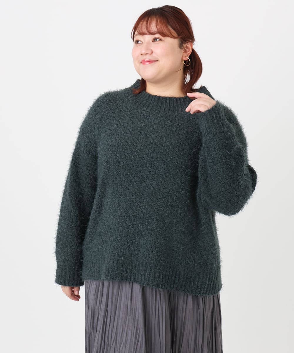 OLFBD02099 eur3(エウルキューブ) 【WEB先行販売】【大きいサイズ】バスケットモールニット ダークグレー(93)