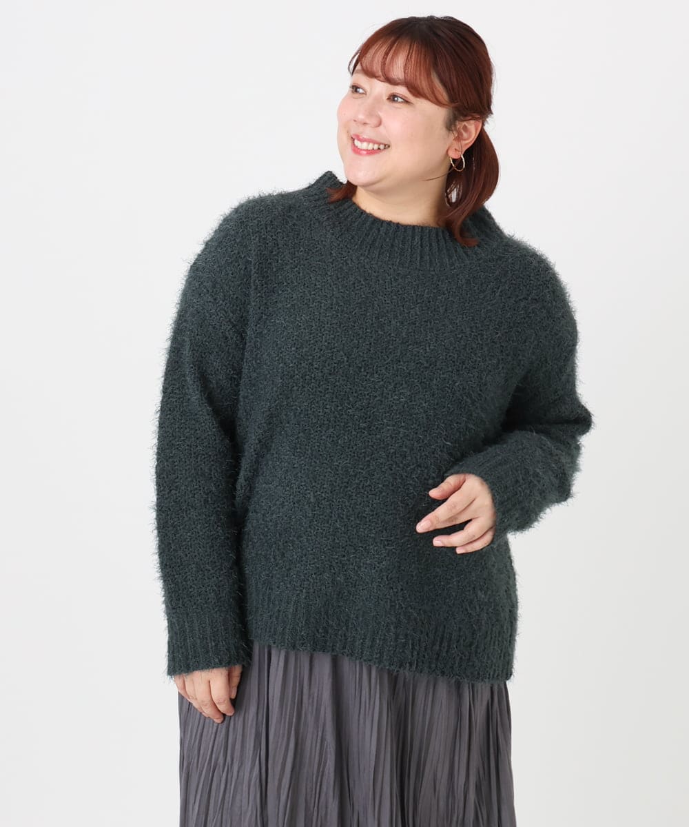 OLFBD02099 eur3(エウルキューブ) 【WEB先行販売】【大きいサイズ】バスケットモールニット ダークグレー(93)