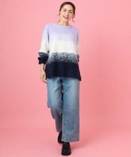 OLFBD15109 eur3(エウルキューブ) 【WEB先行販売】【大きいサイズ】グラデーションシャギーニット ネイビー(57)