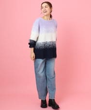 OLFBD15109 eur3(エウルキューブ) 【WEB先行販売】【大きいサイズ】グラデーションシャギーニット ネイビー(57)